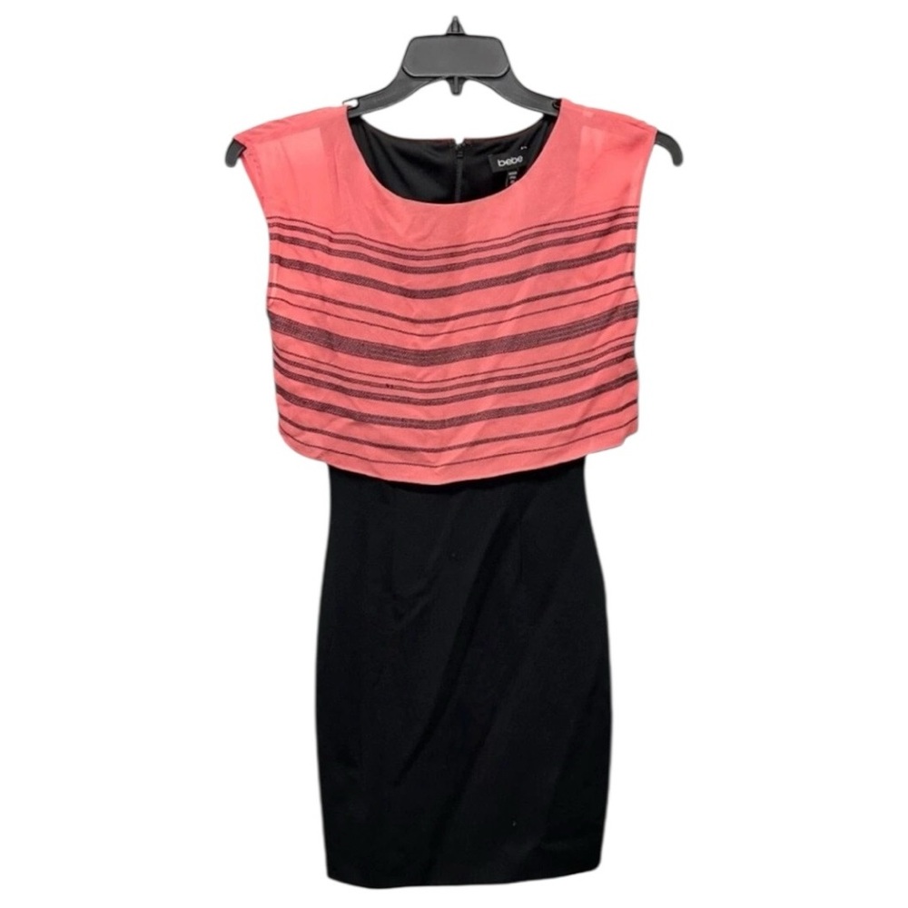 Bebe Dress Women’s Size XS Black Pink Sleeveless